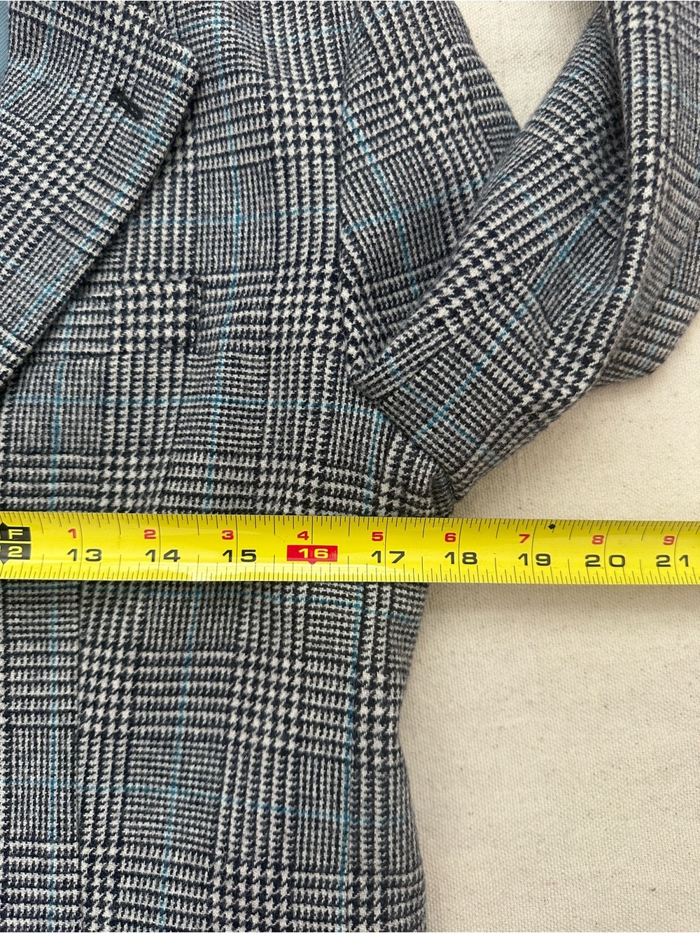 Ines De La Fressange x UNIQLO Wool Blend Glen Plaid Blazer Jacket Blue Accent M - Picture 6 of 12